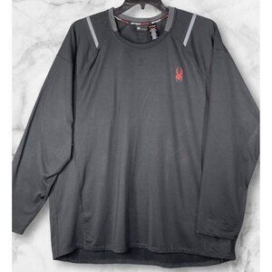 Spyder Active Men's XXL Black Long Sleeve Pullover Shirt Mesh Accents